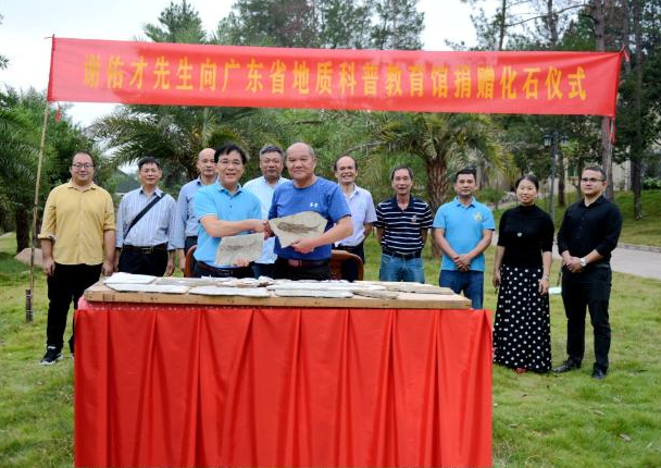 岩矿化石收藏家谢佑才先生向科普馆捐赠化石标本