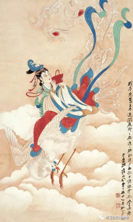 张大千仕女图人物画《凤箫图》创作简评
